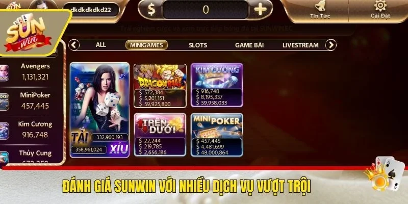 Đánh giá SUNWIN với nhiều dịch vụ vượt trội
