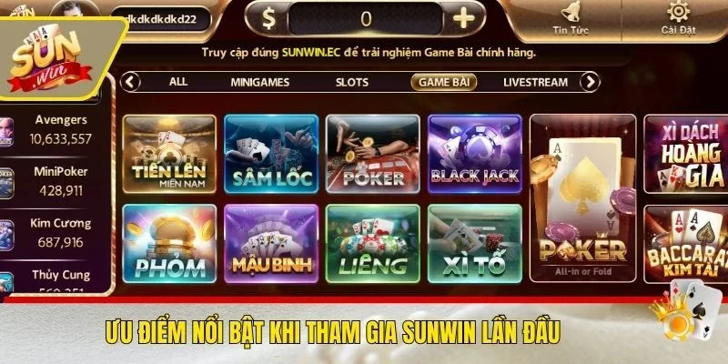 Ưu điểm nổi bật khi tham gia SUNWIN lần đầu